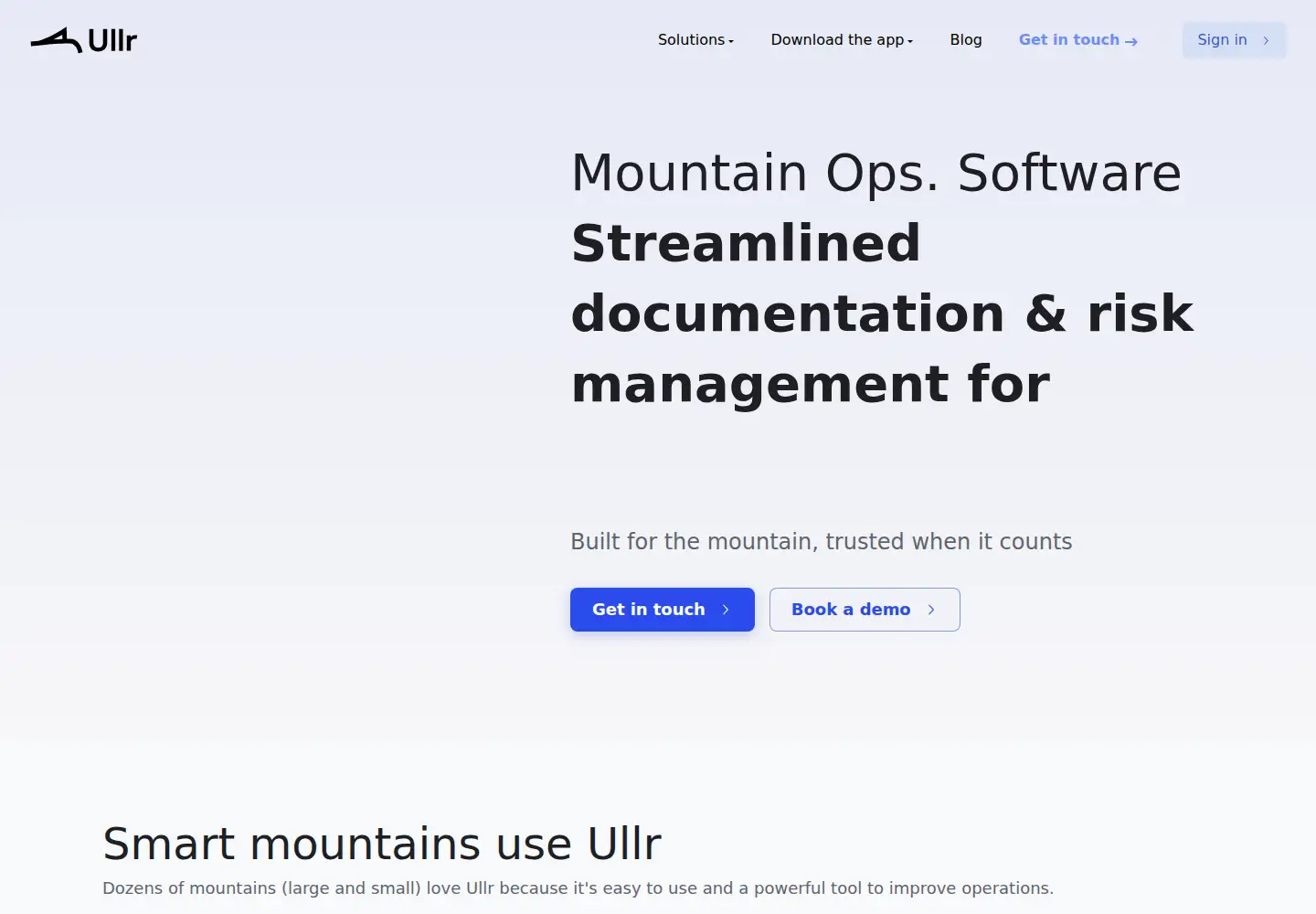 Screenshot of ullr.ski