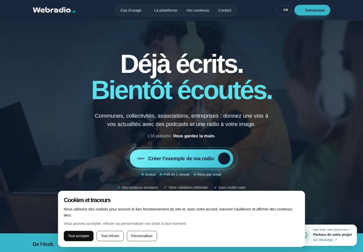 Captured homepage of webradio.ai in the current scan
