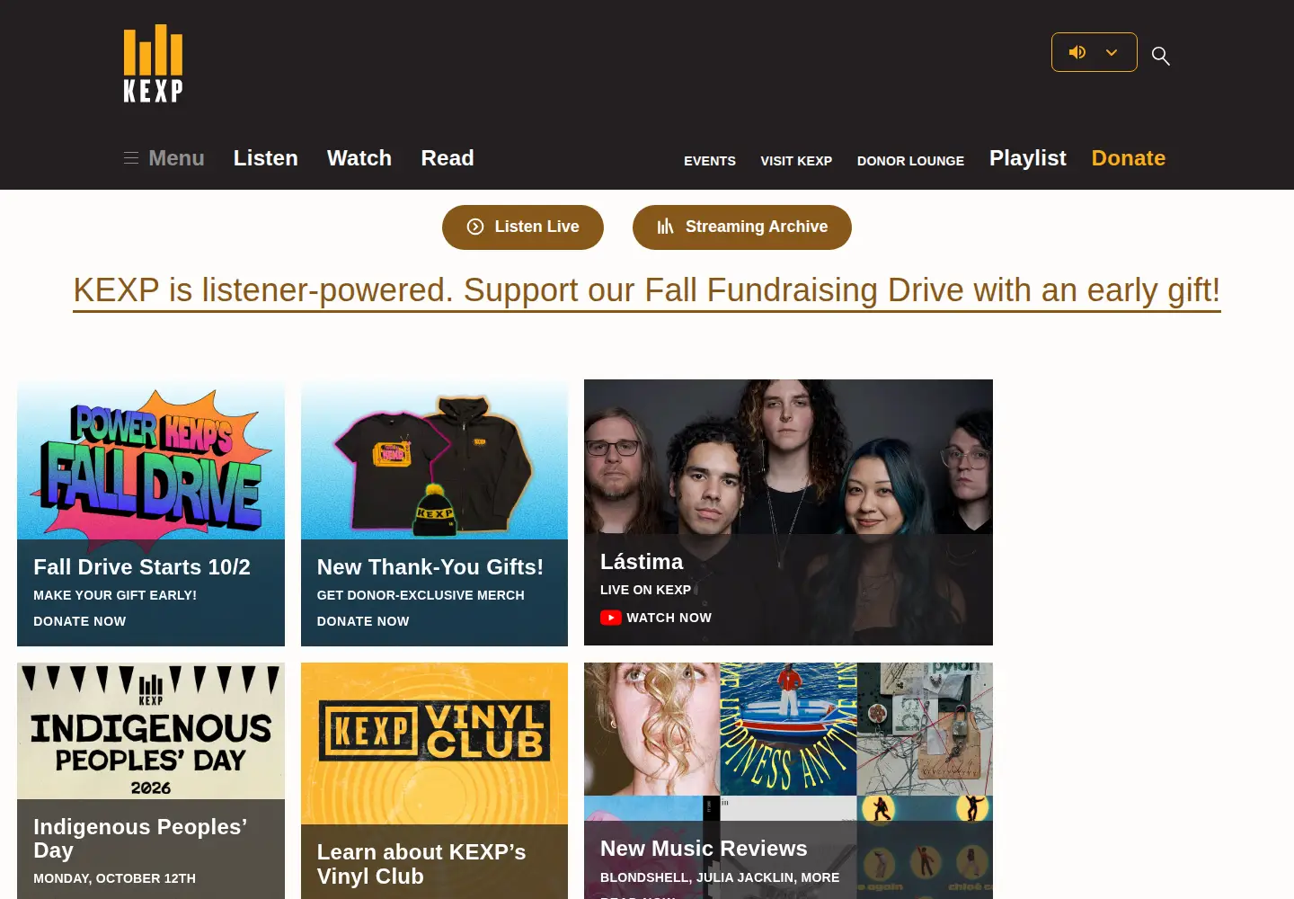 Screenshot of kexp.org
