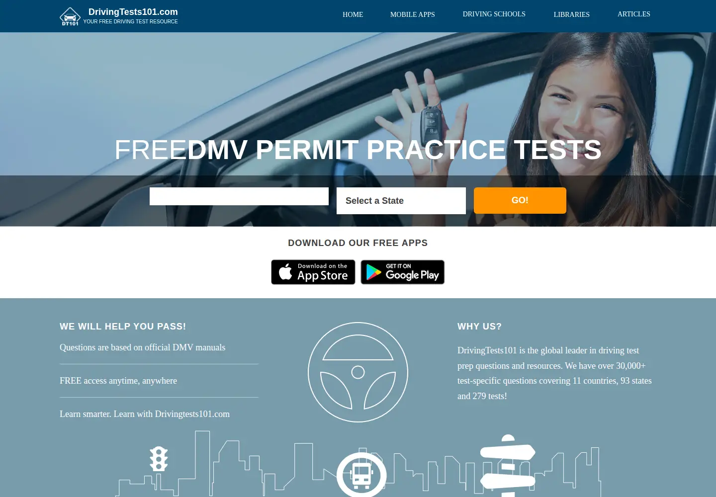 Screenshot of drivingtests101.com