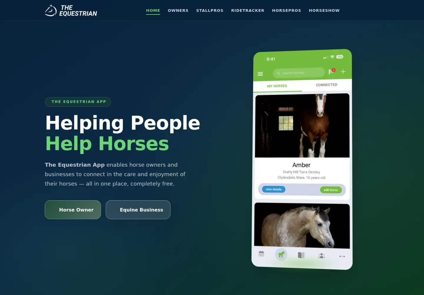 Captured homepage of equestrianapp.com in the current scan