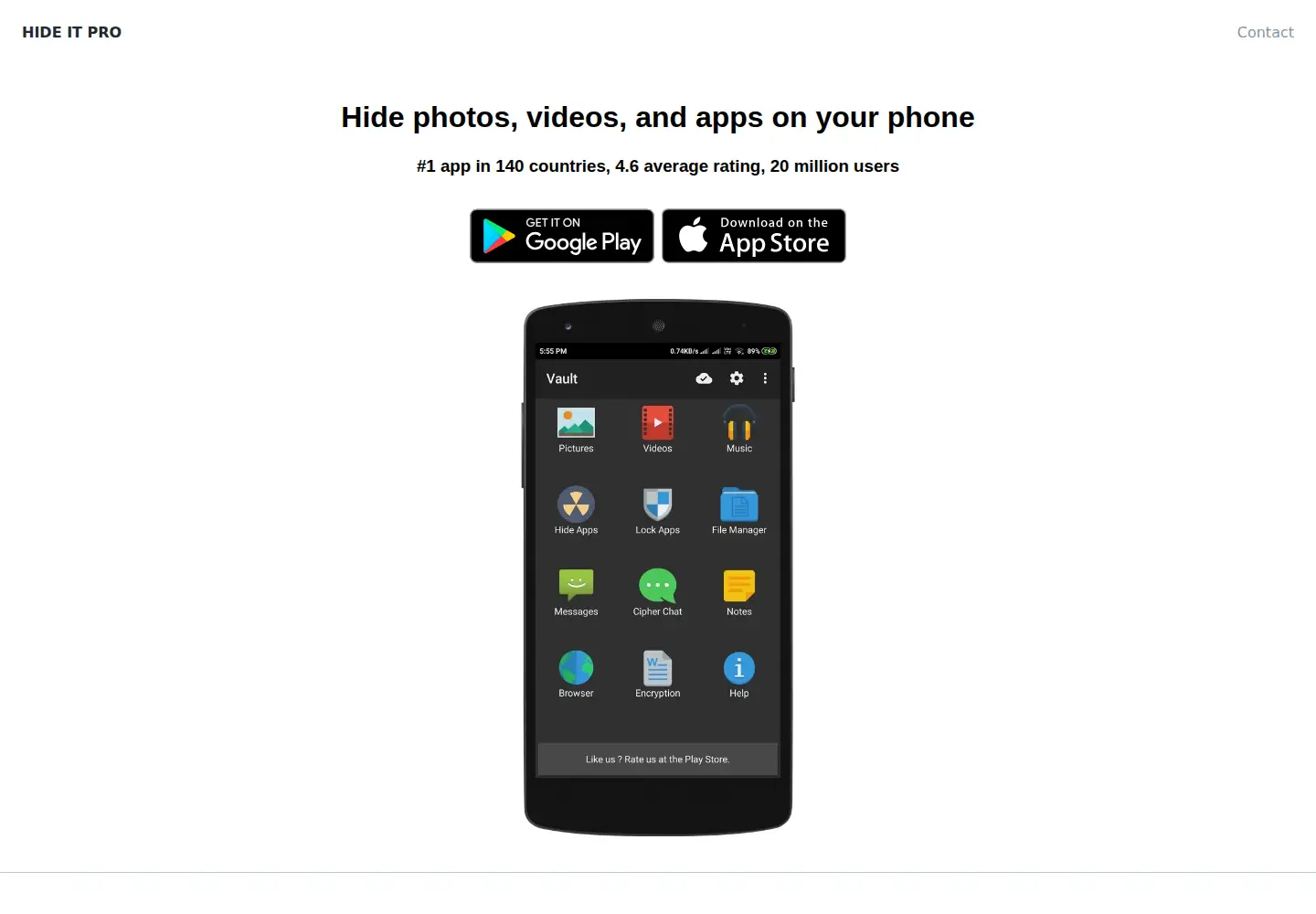 Captured homepage of hideitpro.com in the current scan