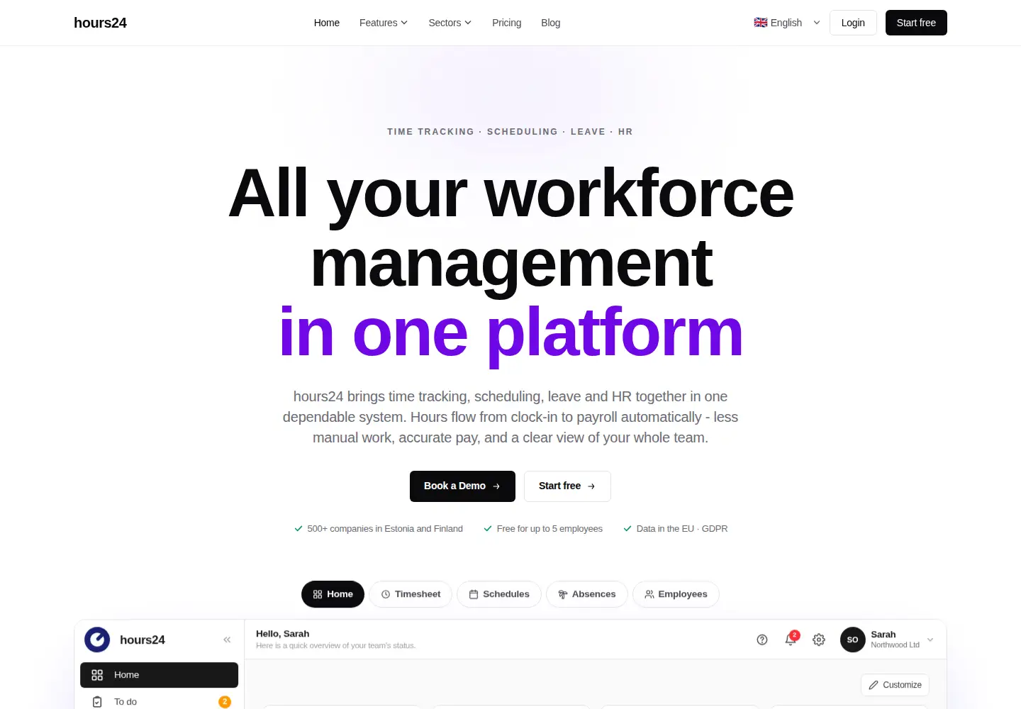 Screenshot of hours24.com