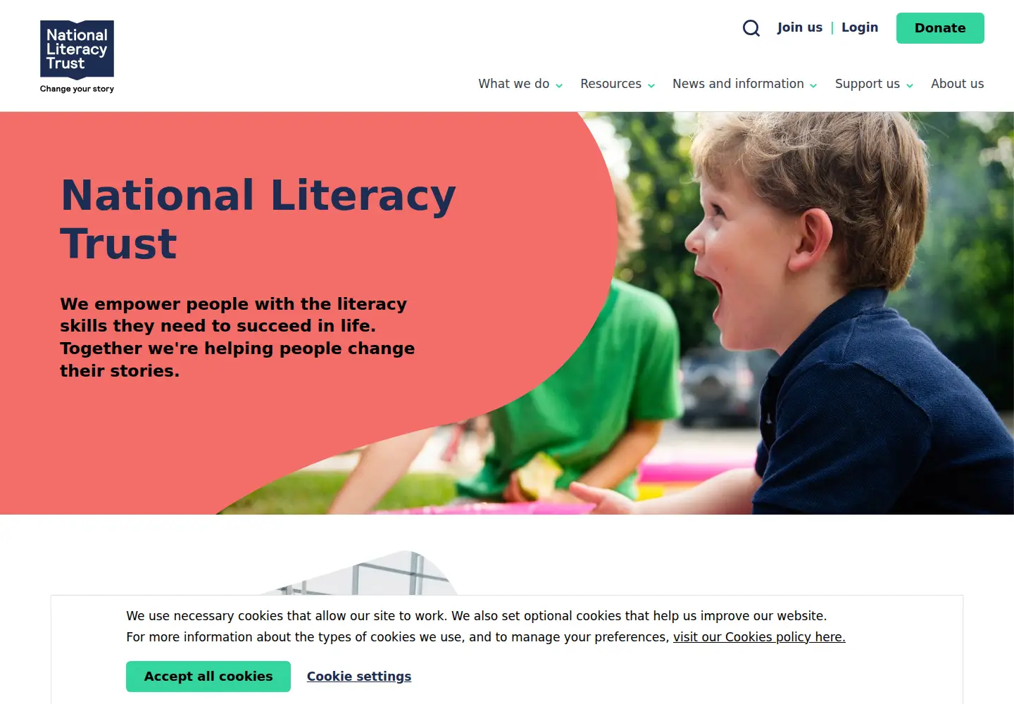 Screenshot of literacytrust.org.uk