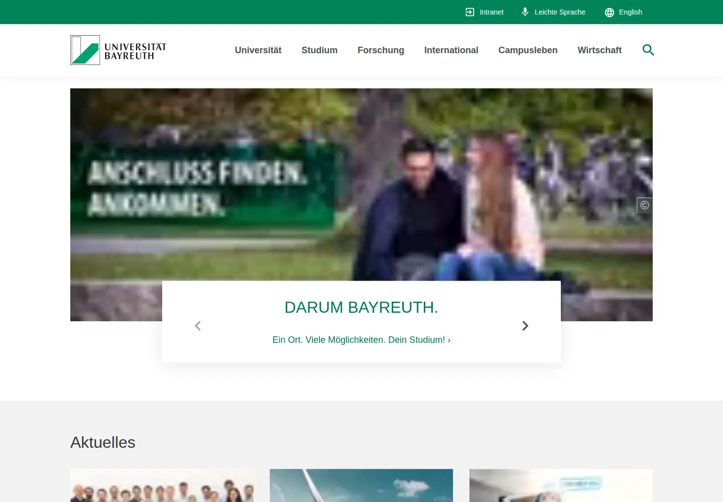 Screenshot of uni-bayreuth.de
