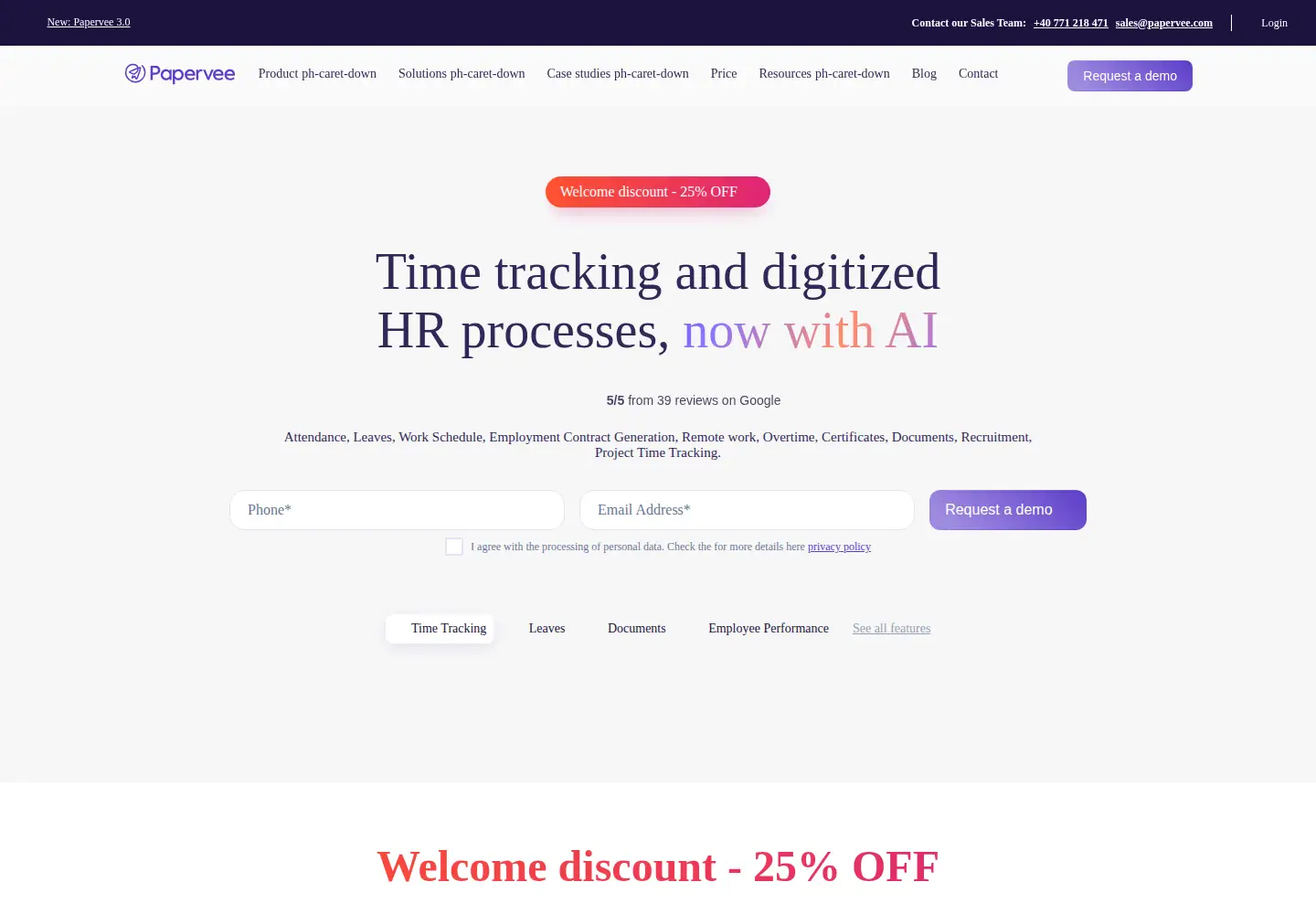 Screenshot of papervee.com