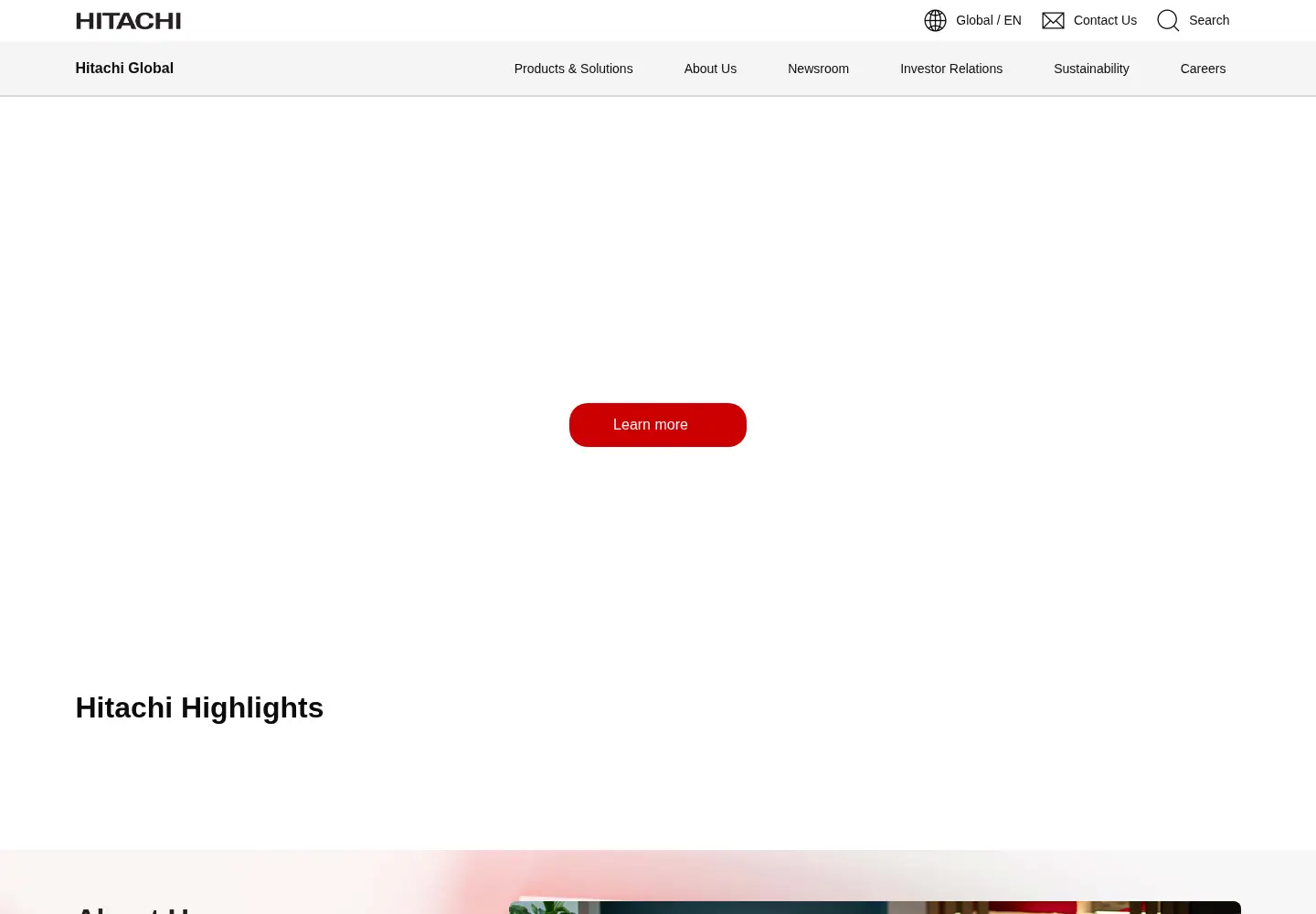 Screenshot of hitachi.com