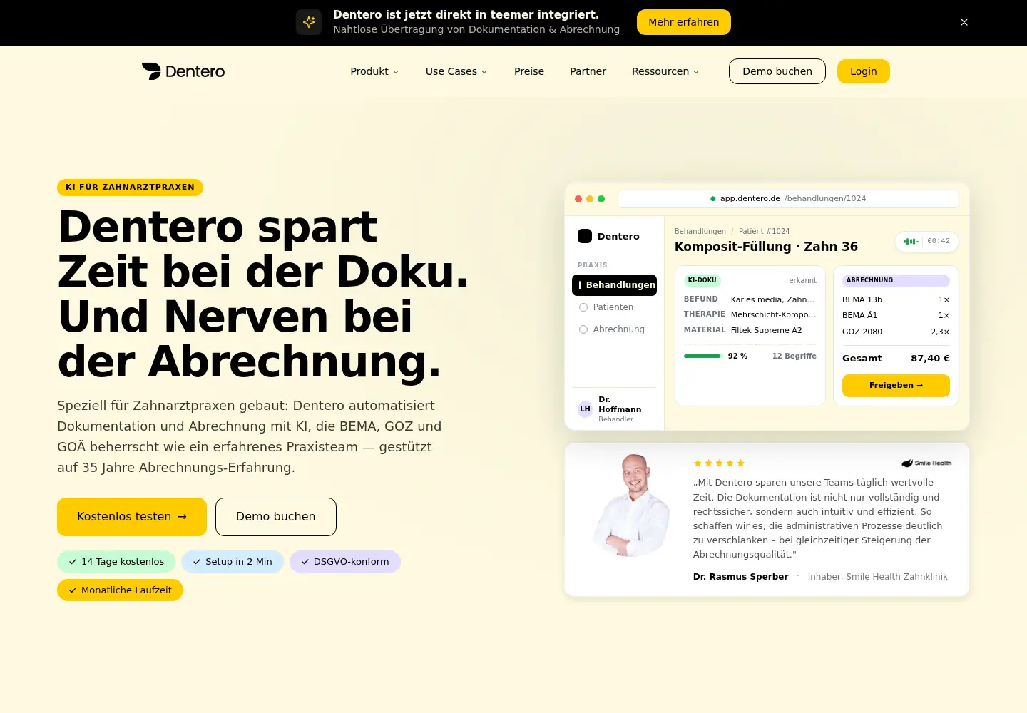 Screenshot of dentero.de