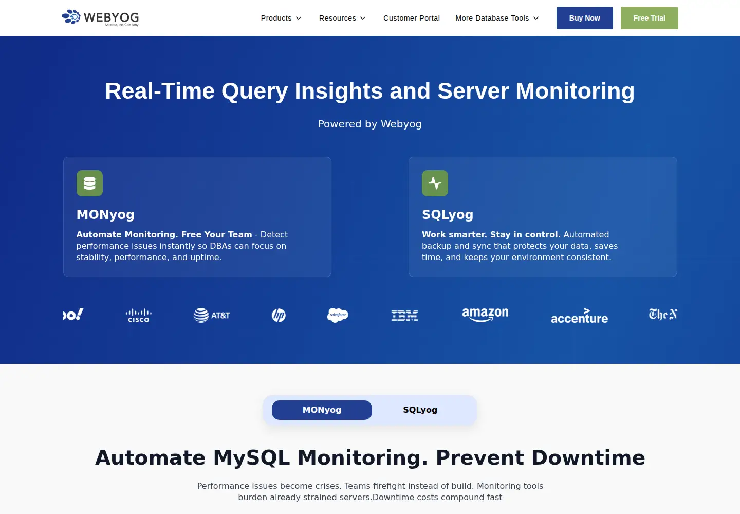 Screenshot of webyog.com