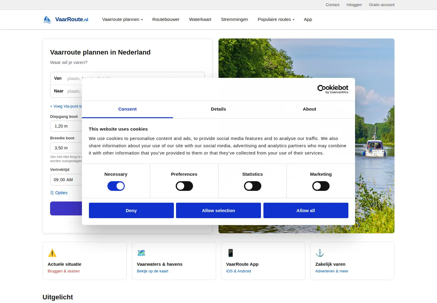 Captured homepage of vaarroute.online in the current scan