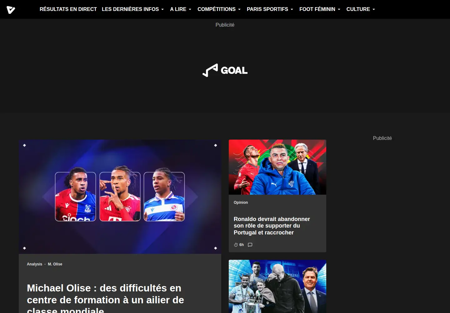 Screenshot of goal.com