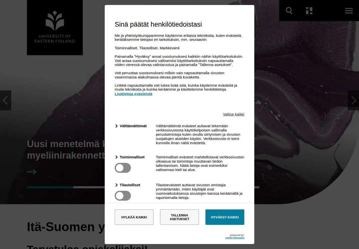 Screenshot of uef.fi