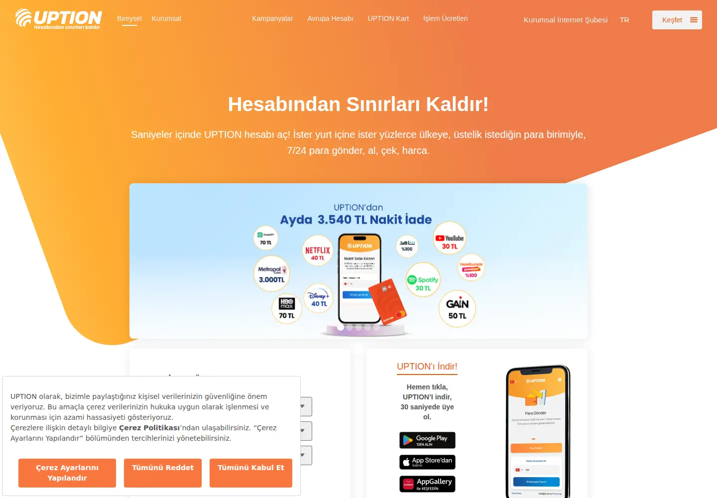 Screenshot of uption.com.tr