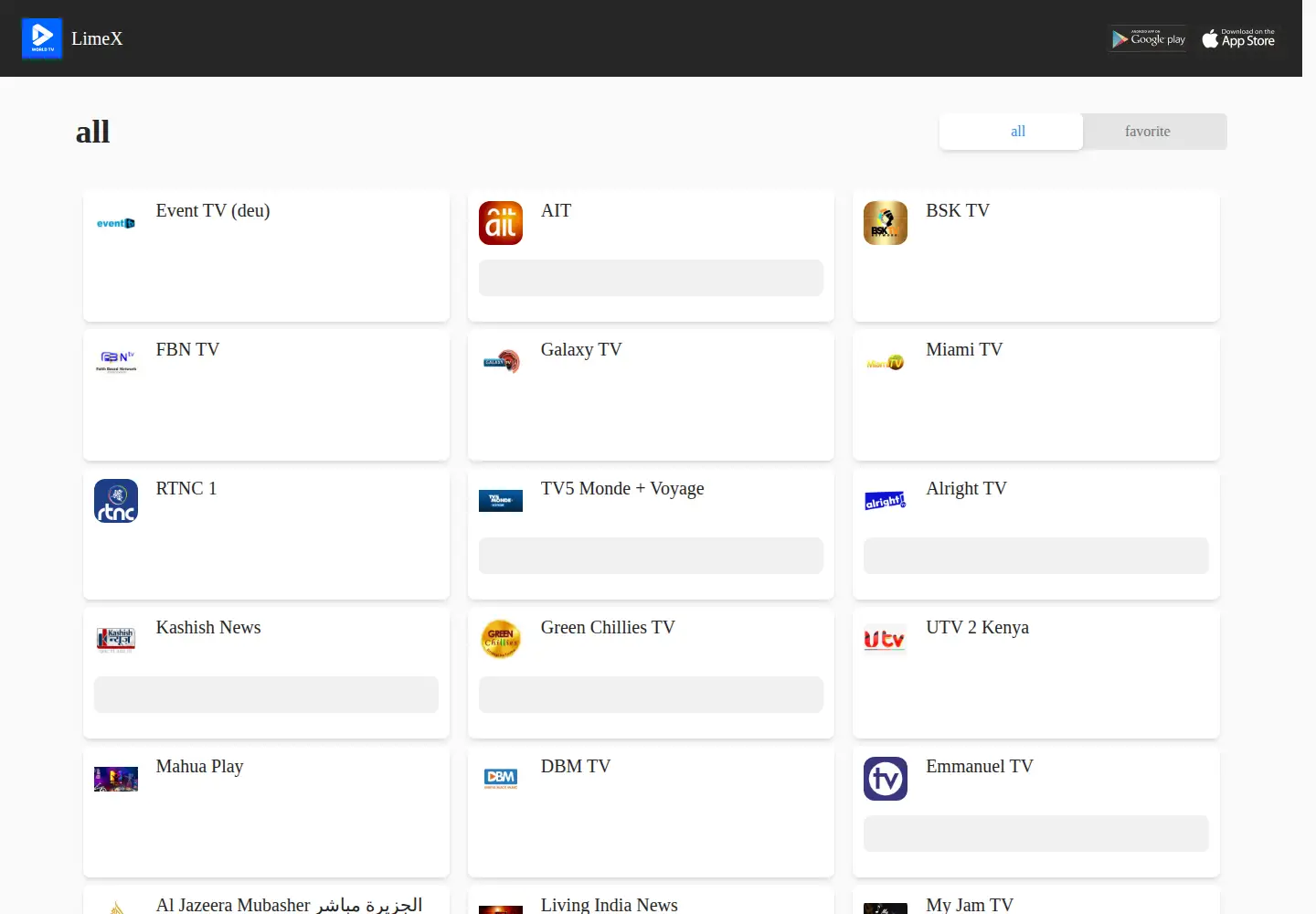 Captured homepage of limex.tv in the current scan