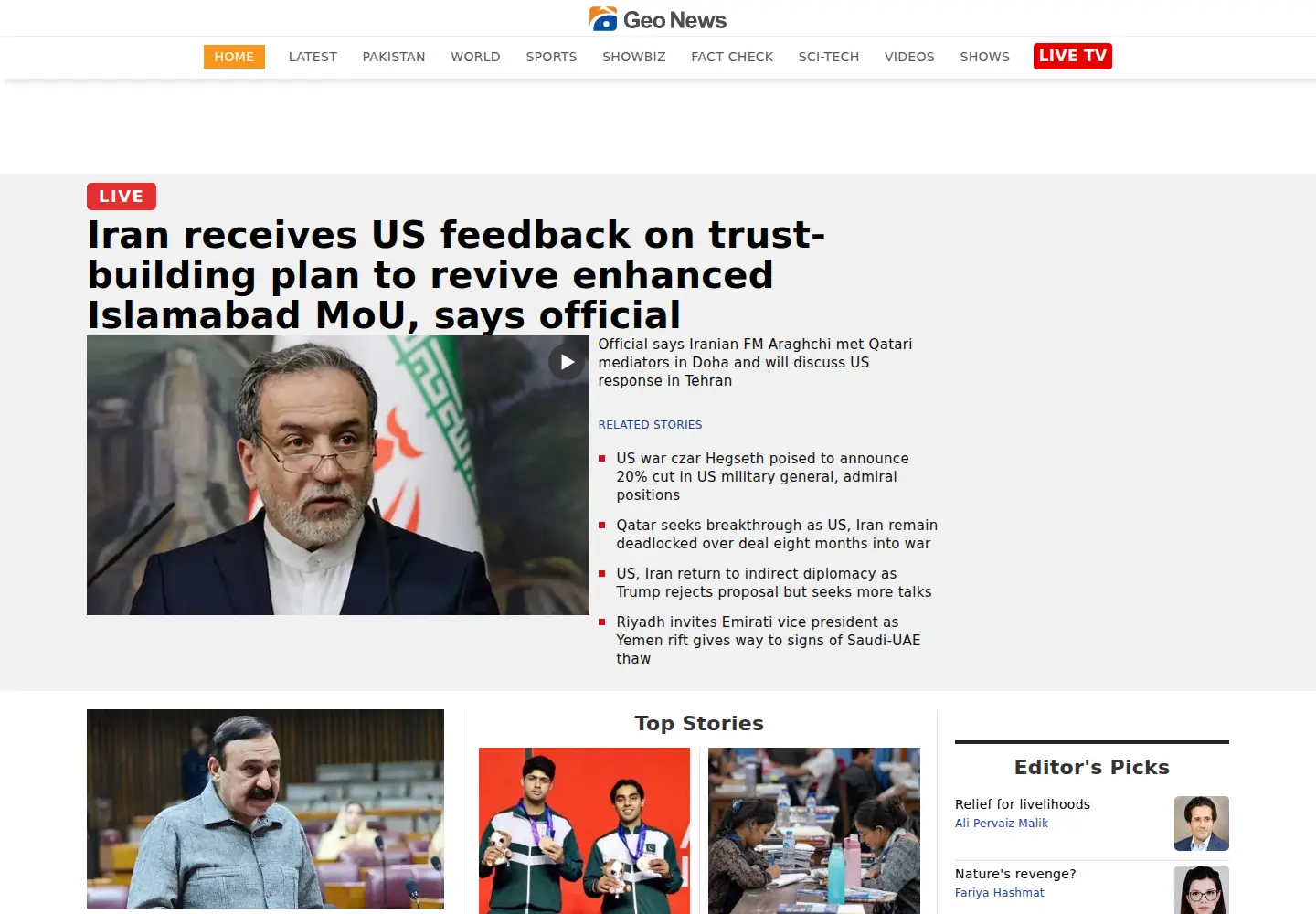 Screenshot of geo.tv
