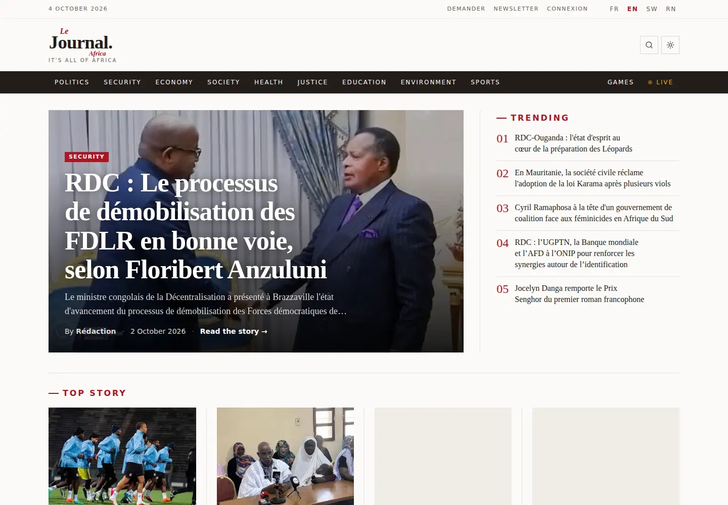 Screenshot of lejournal.africa