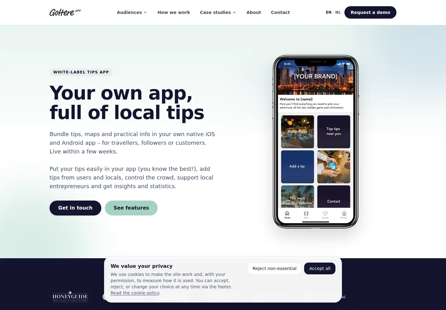 Captured homepage of gohere.app in the current scan