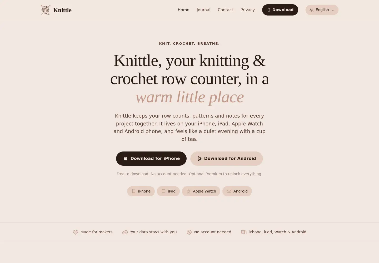 Screenshot of knittle.app