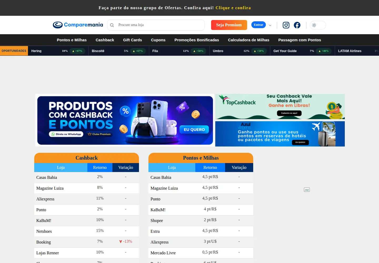 Screenshot of comparemania.com.br