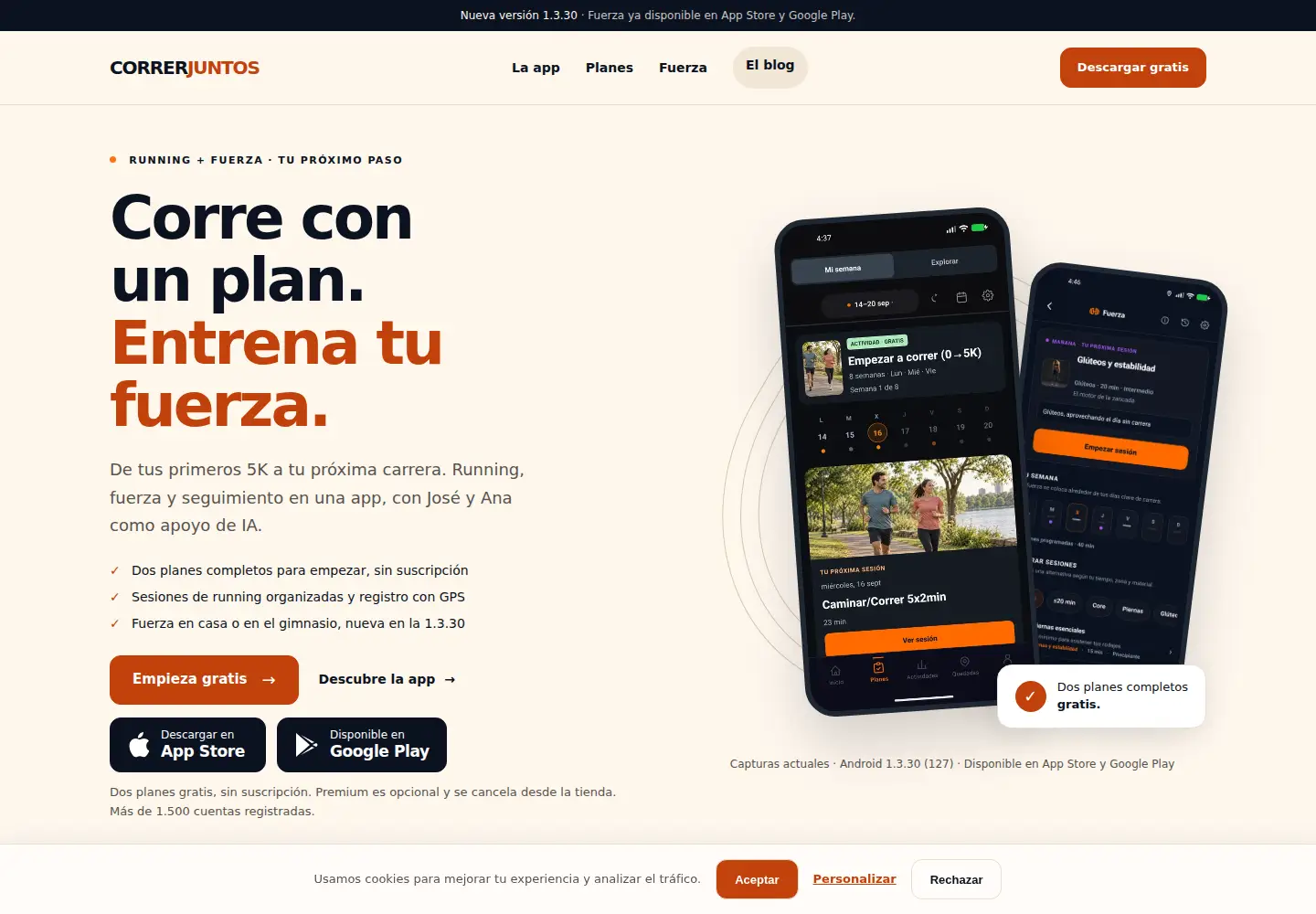 Screenshot of correrjuntos.com