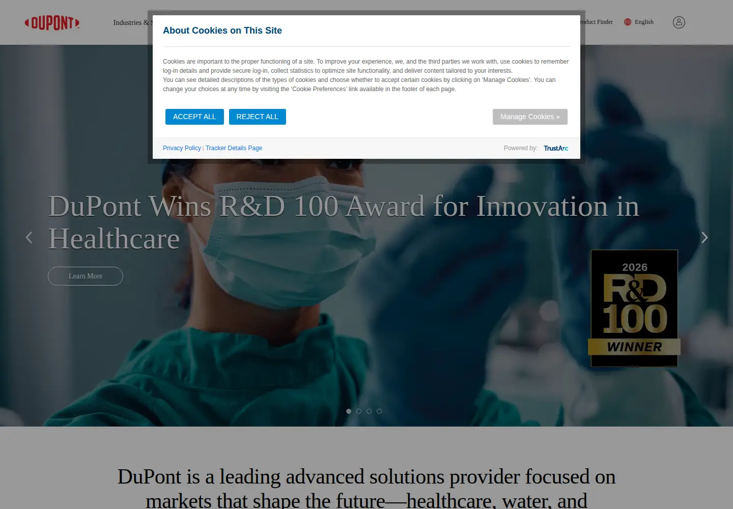 Screenshot of dupont.com
