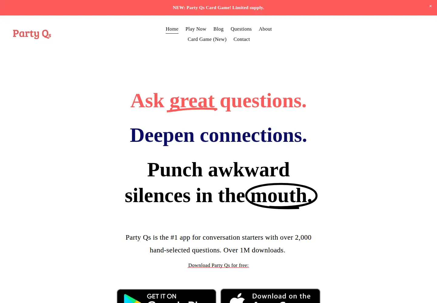 Screenshot of partyqs.com