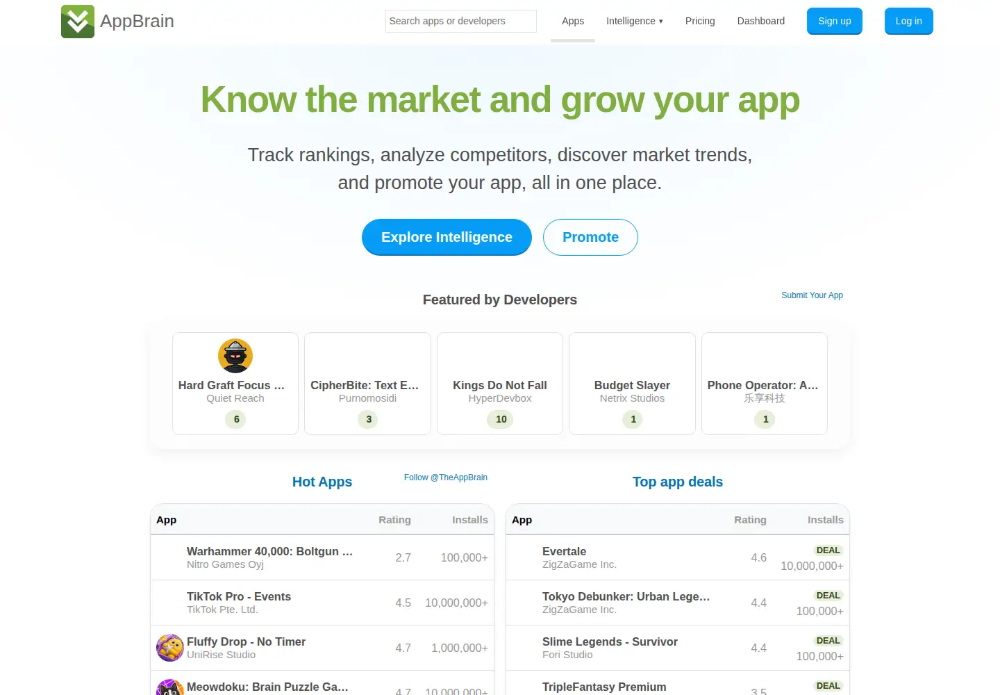 Screenshot of appbrain.com