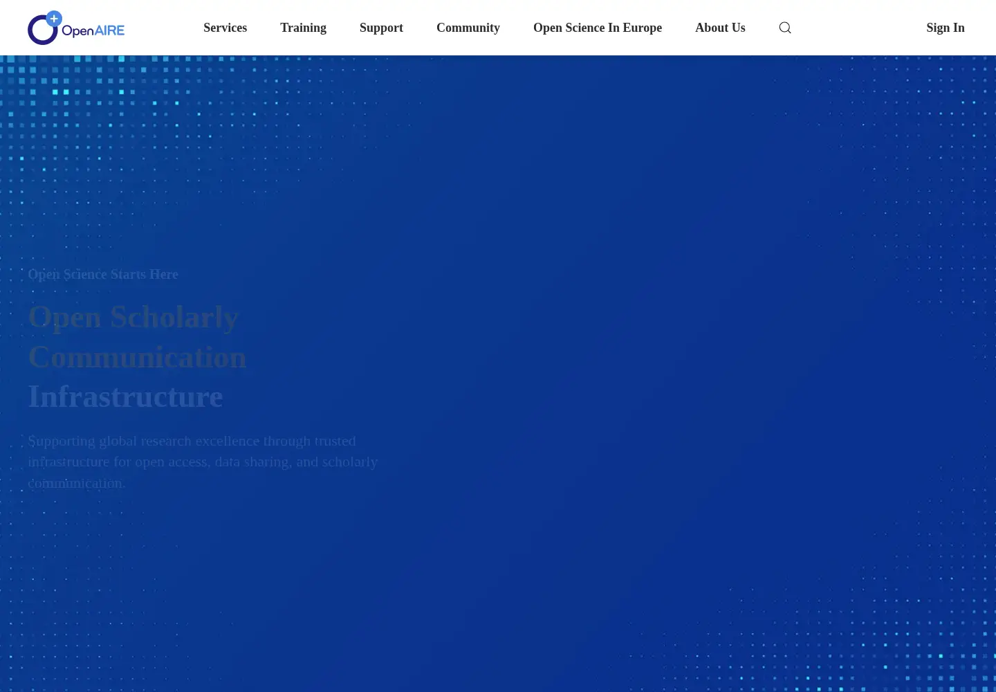 Screenshot of openaire.eu