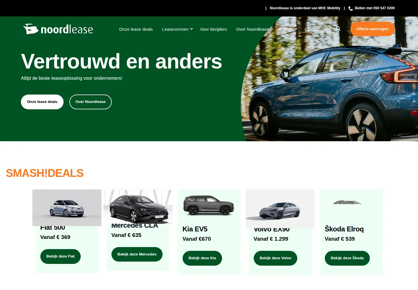 Captured homepage of noordlease.nl in the current scan