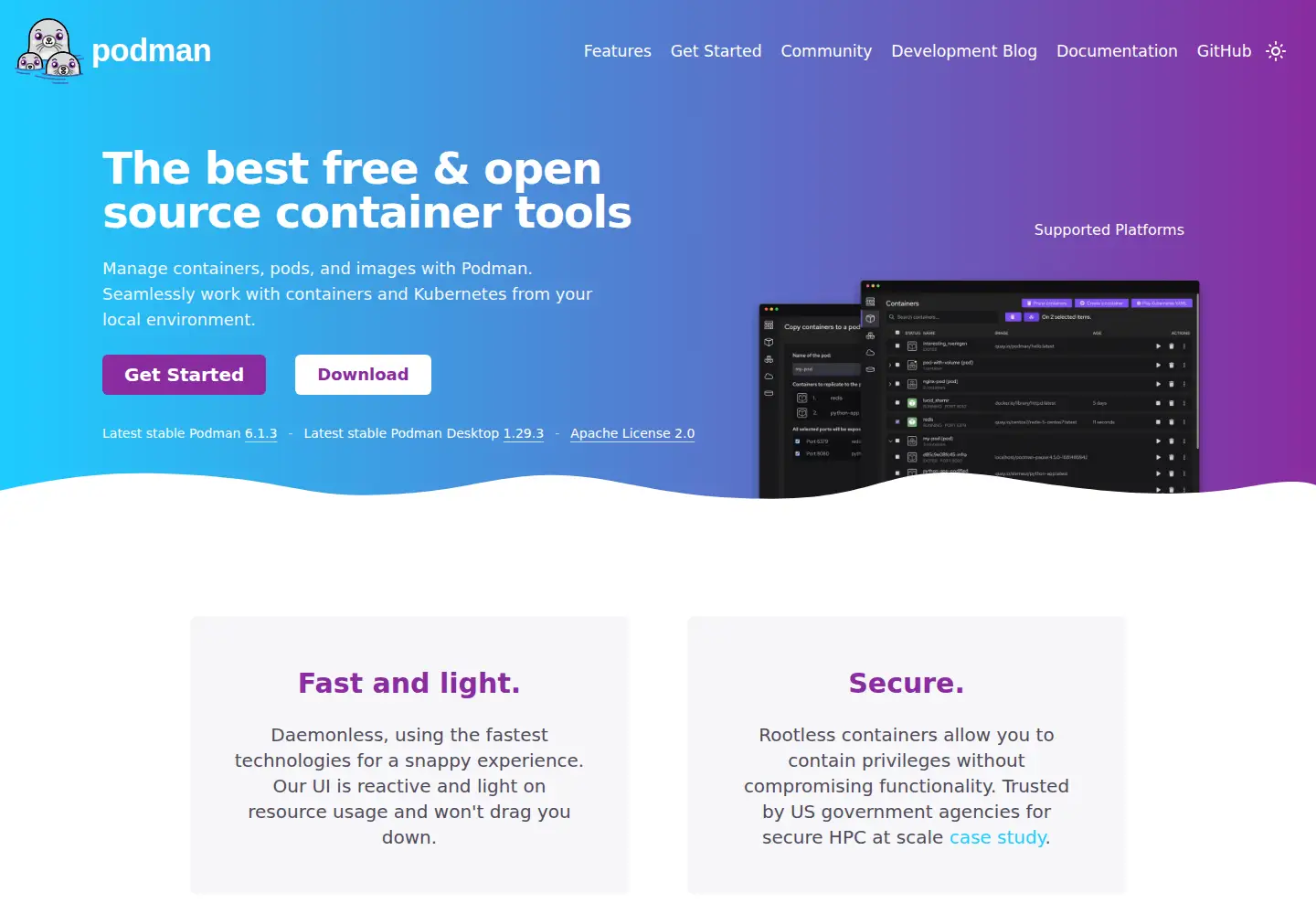 Screenshot of podman.io