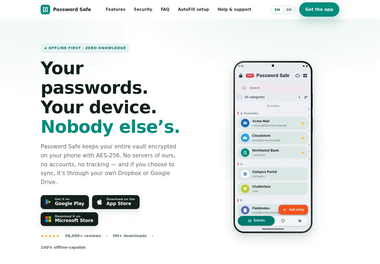 Screenshot of passwordsafe.app