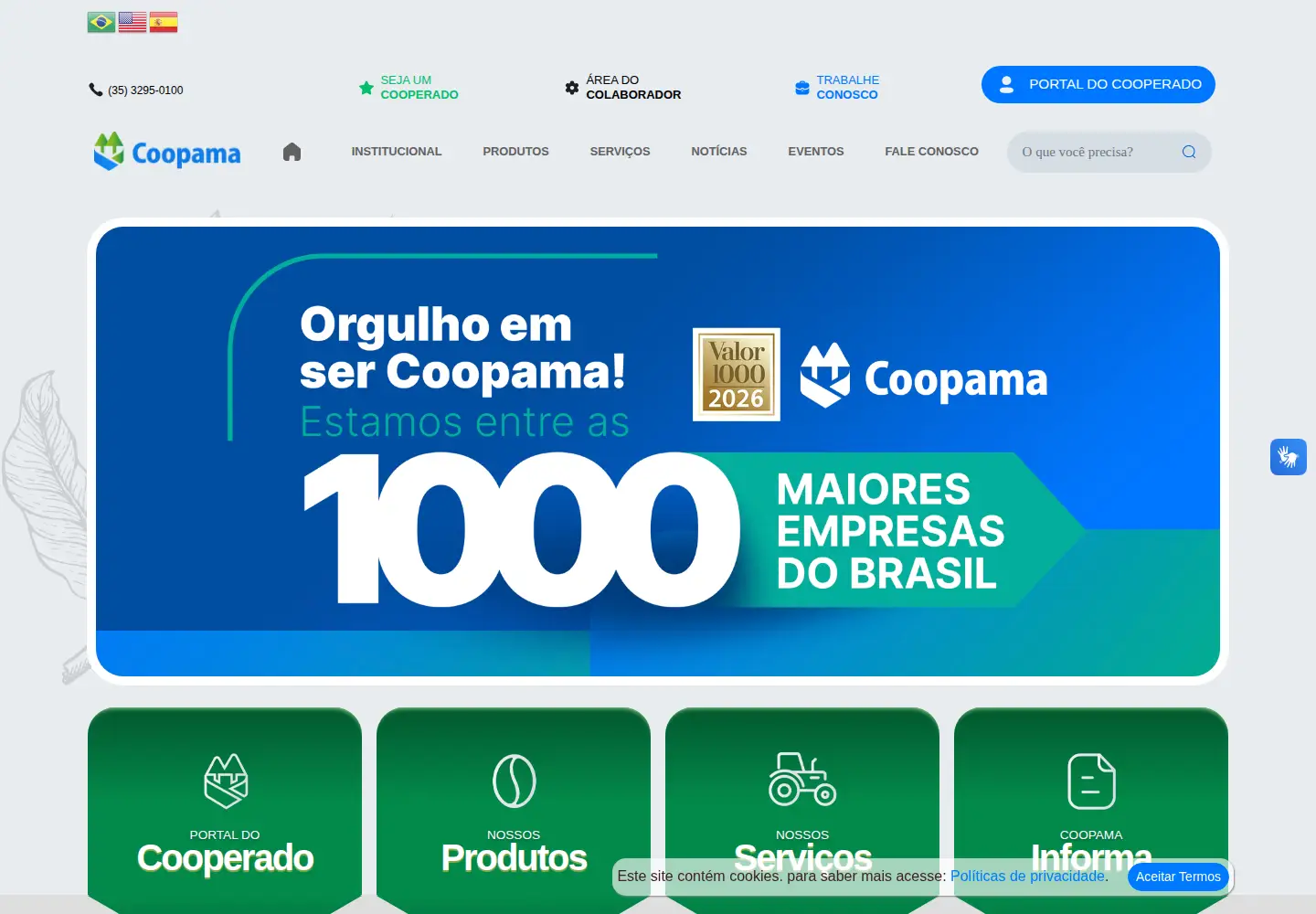 Captured homepage of coopama.com.br in the current scan