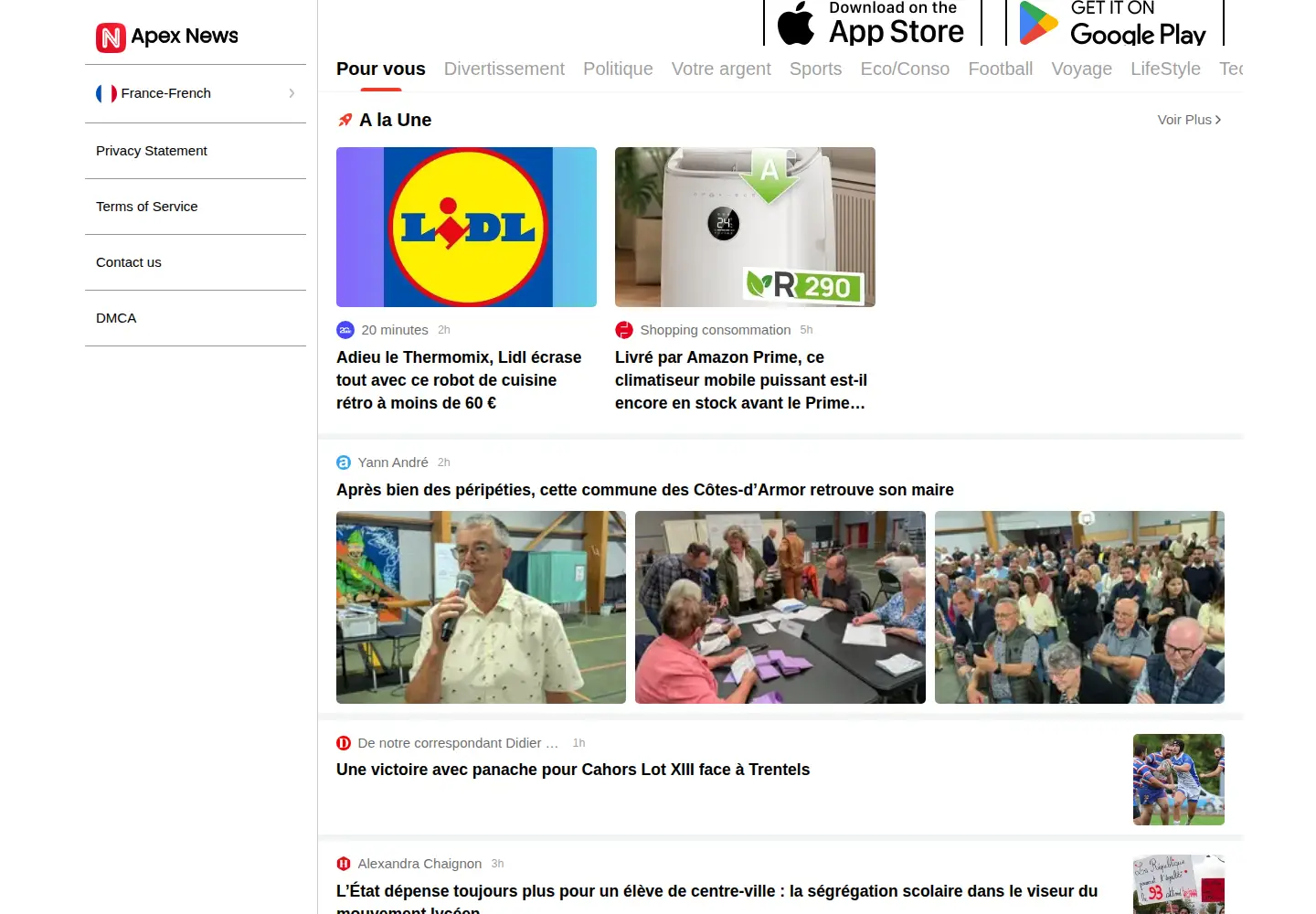 Screenshot of apexnews.com