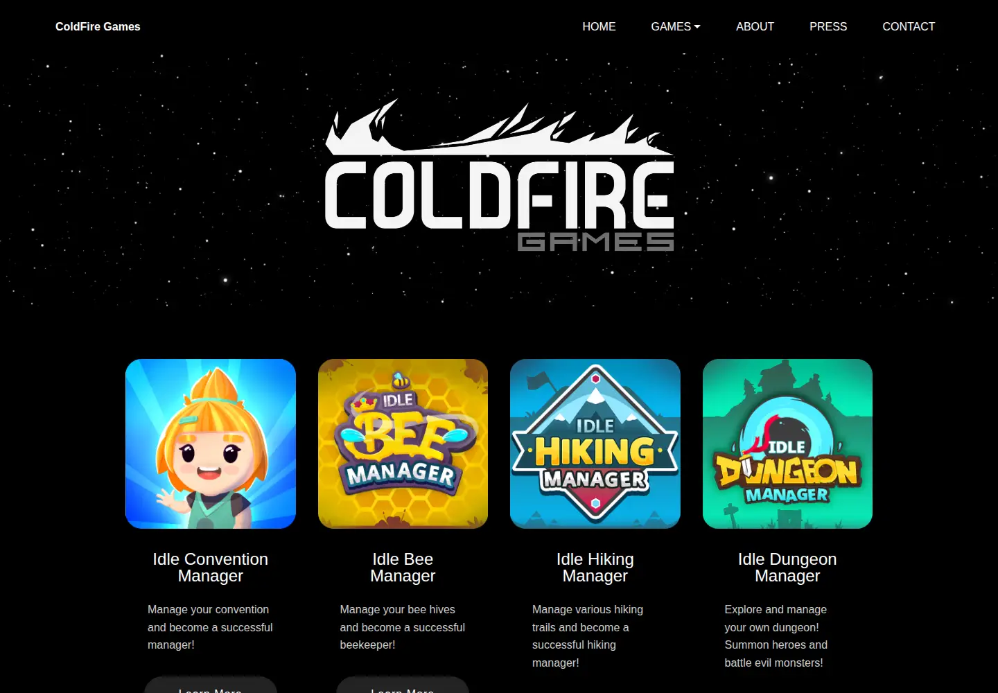 Screenshot of coldfiregames.com
