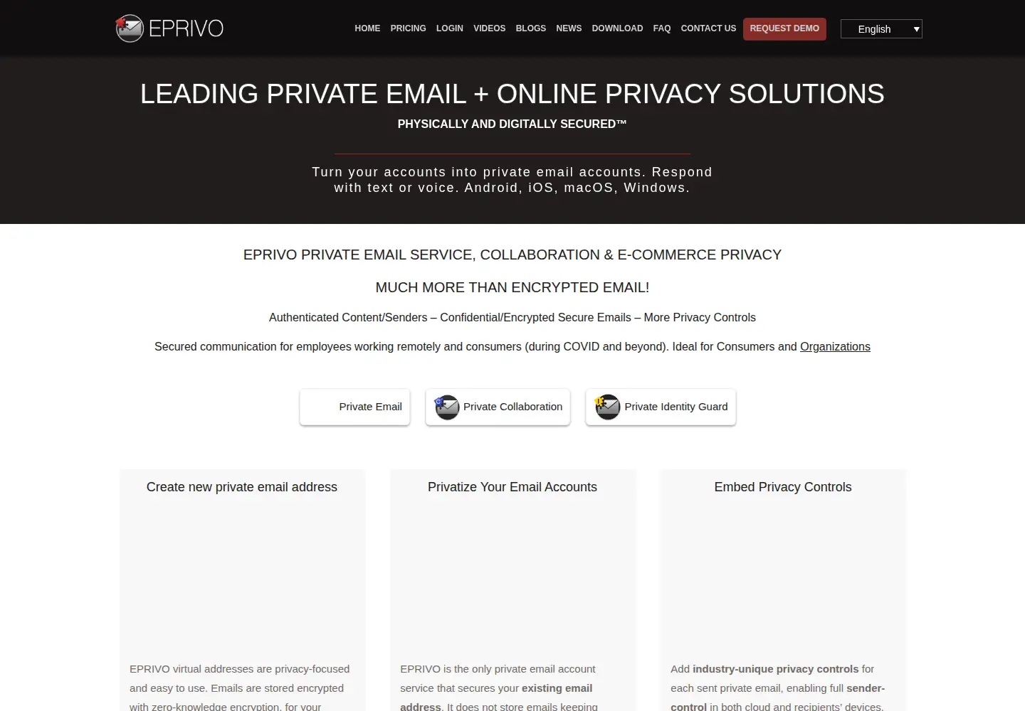 Captured homepage of eprivo.com in the current scan