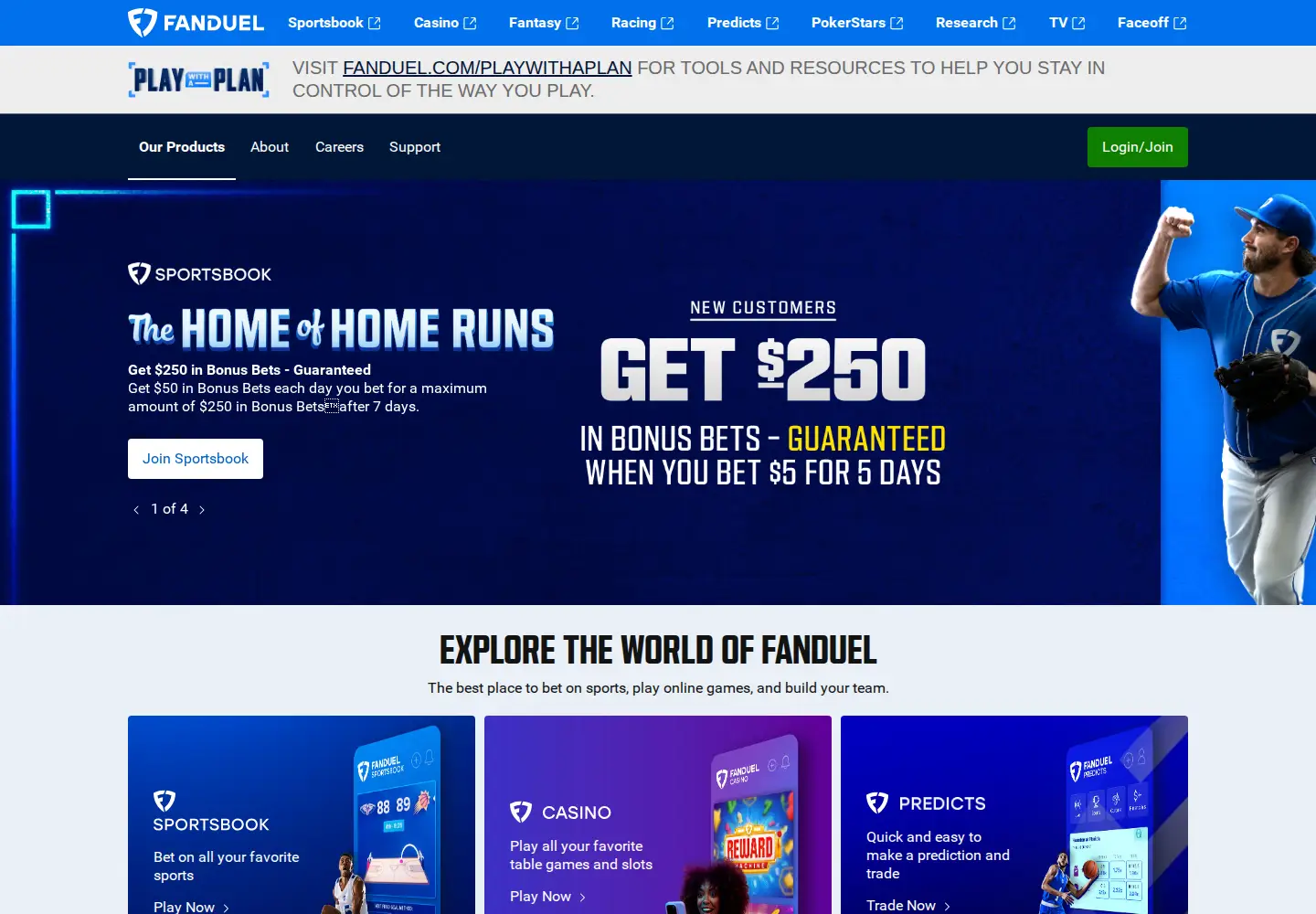 Screenshot of fanduel.com
