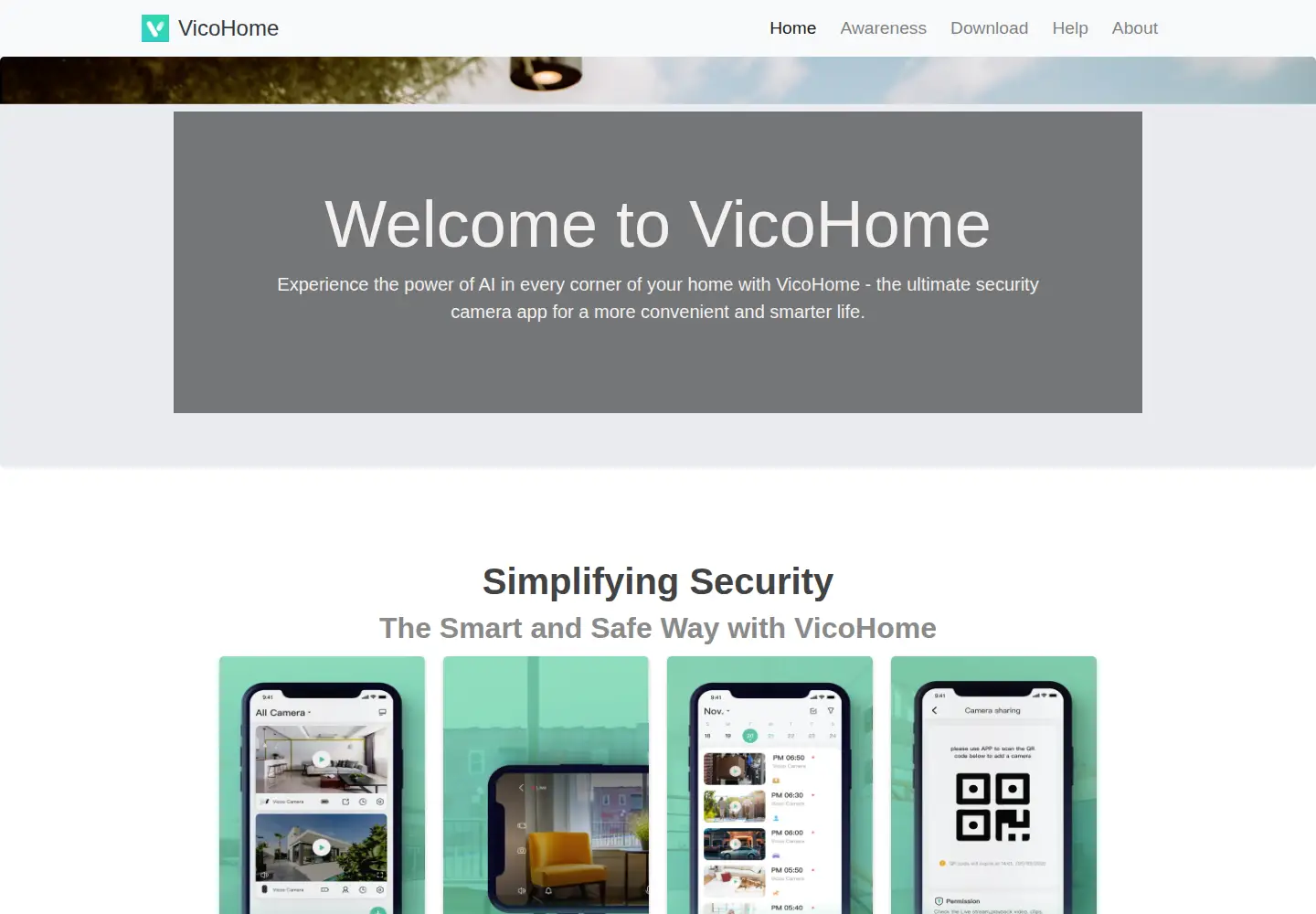 Captured homepage of vicohome.io in the current scan