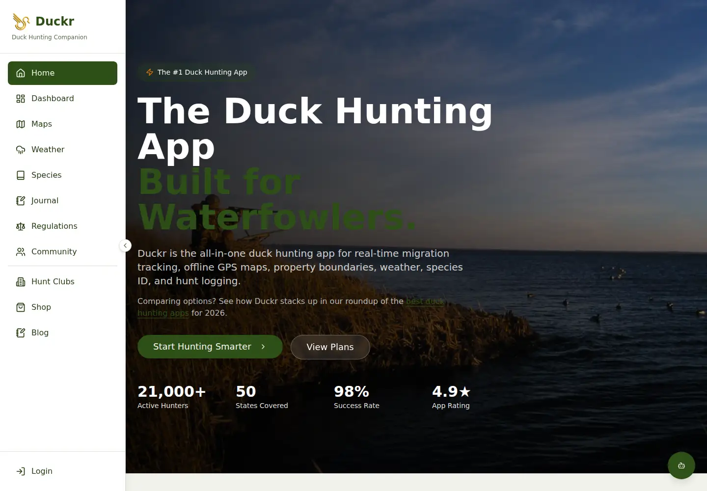 Captured homepage of duckr.app in the current scan