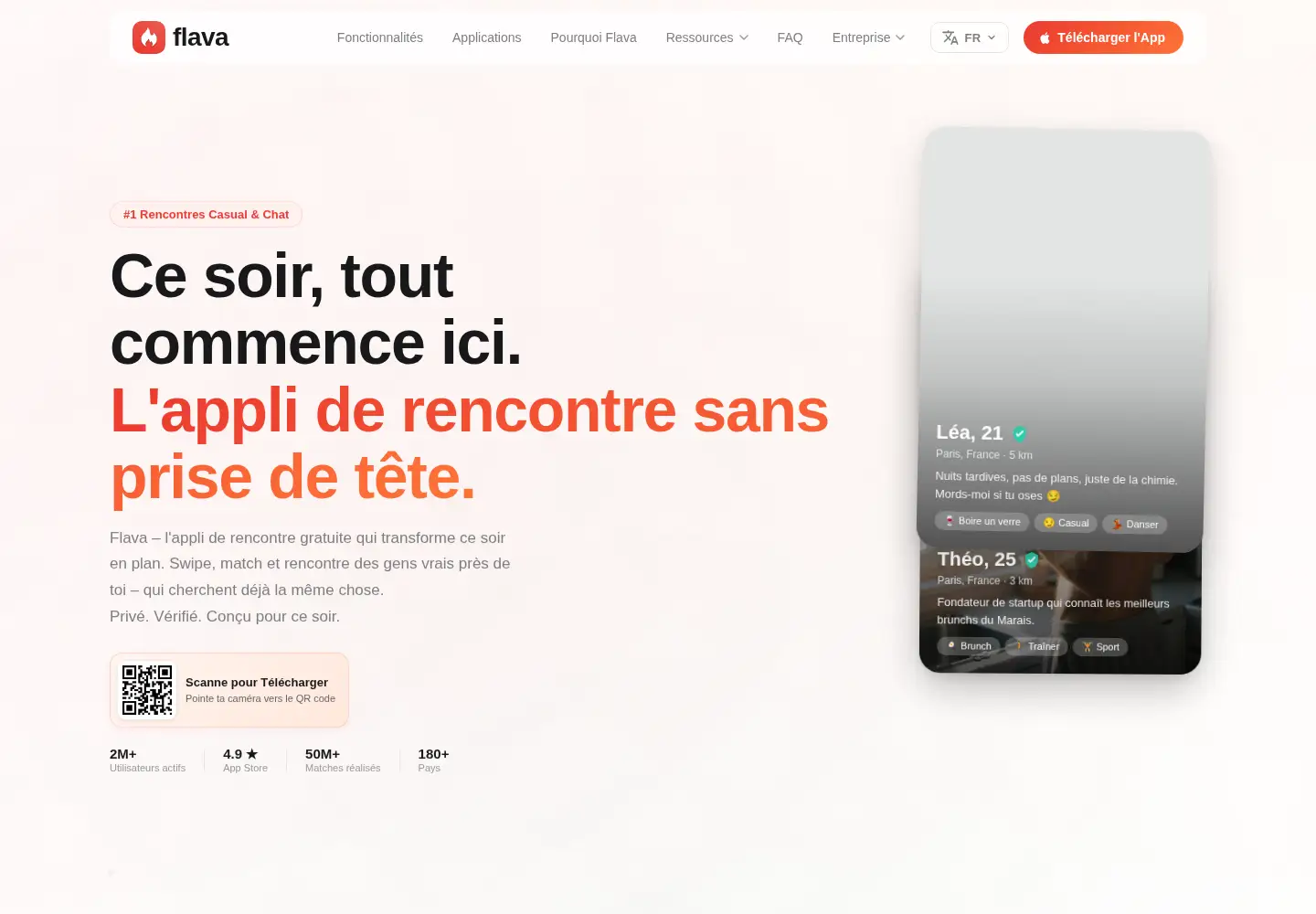 Captured homepage of flava.app in the current scan