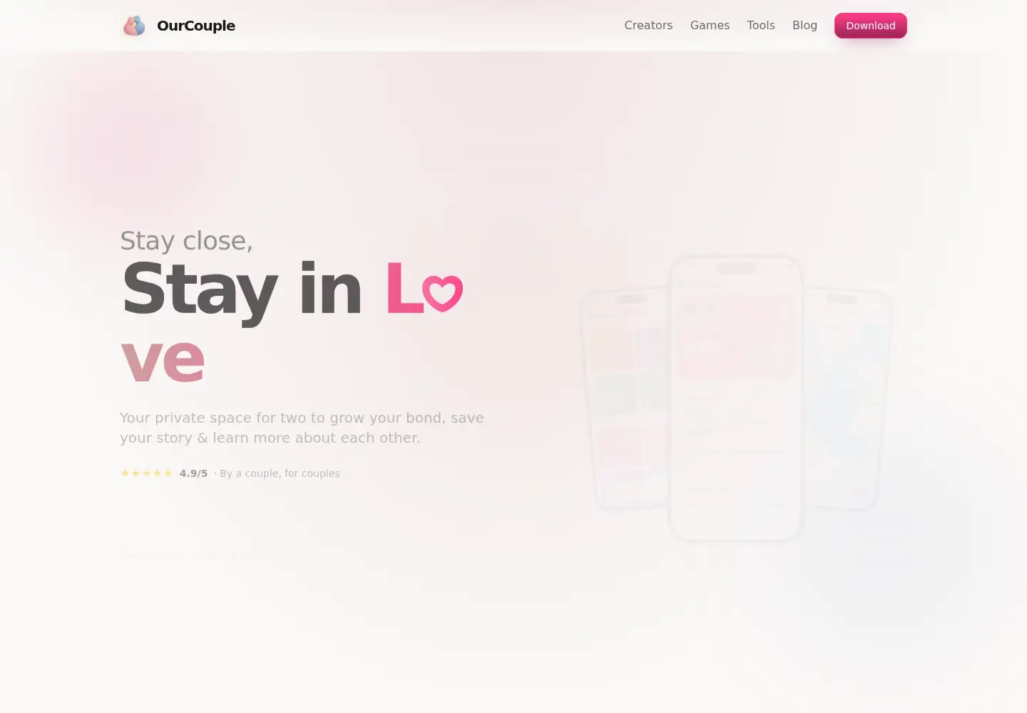 Captured homepage of ourcouple.app in the current scan