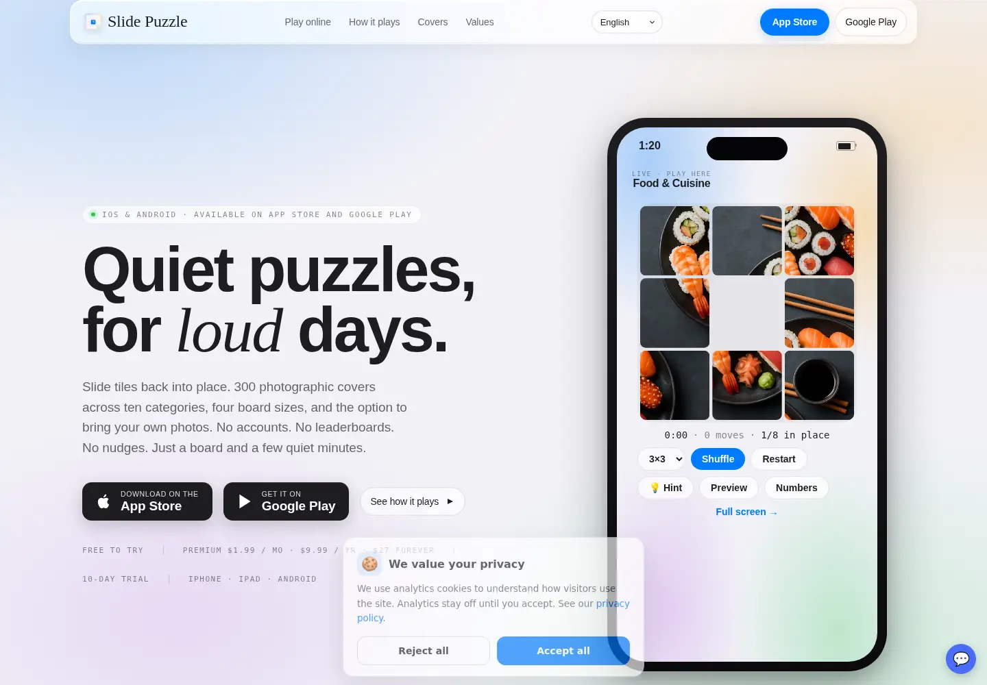 Captured homepage of slidepuzzle.app in the current scan