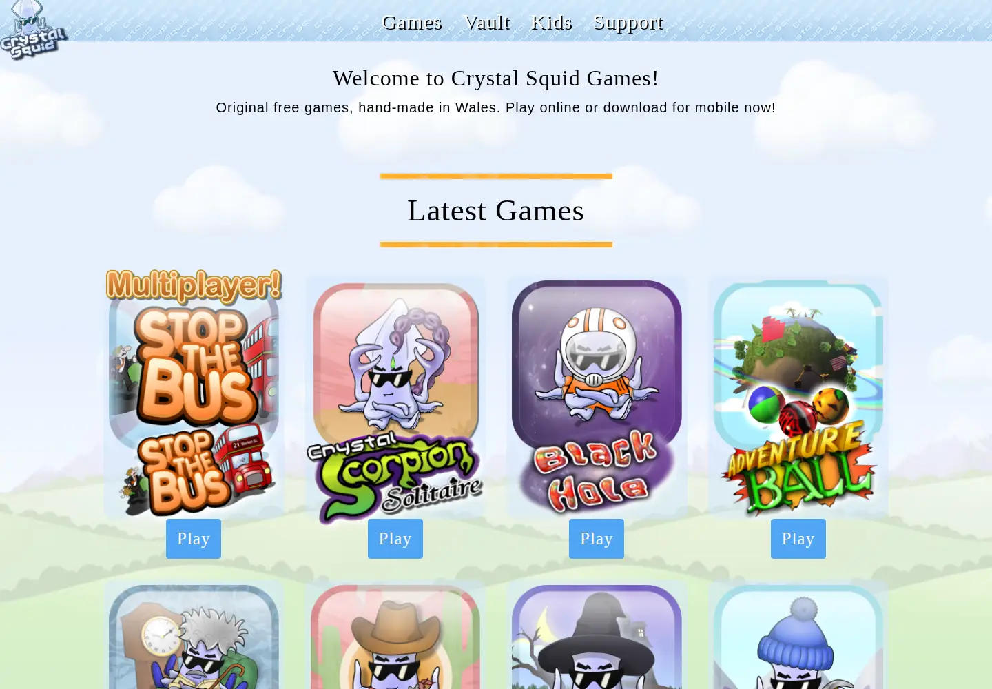Captured homepage of crystalsquid.com in the current scan