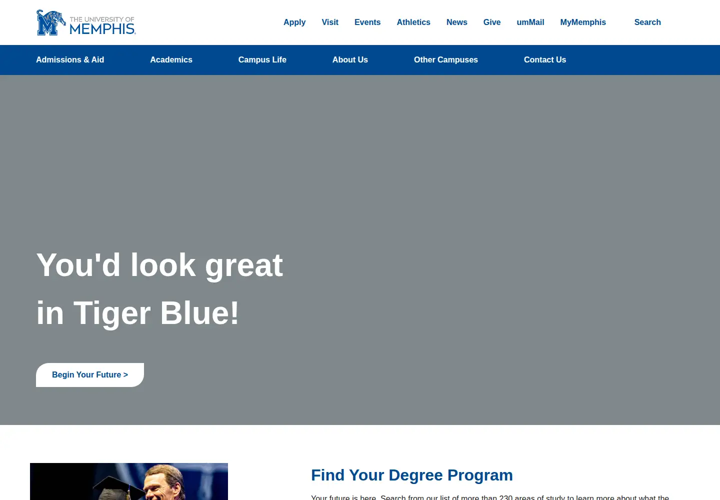 Screenshot of memphis.edu