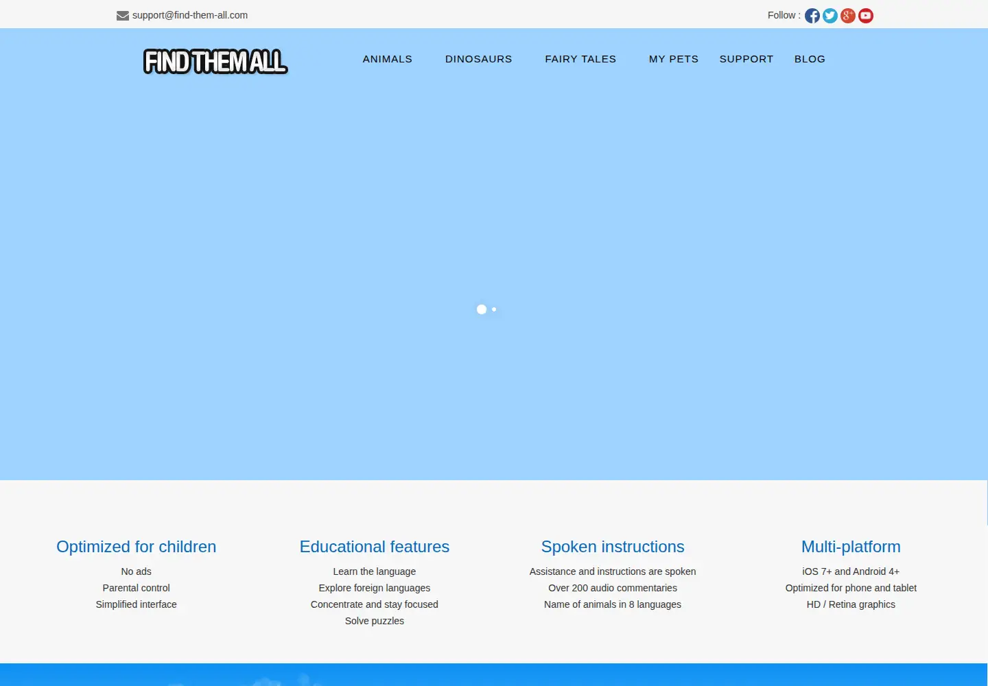 Captured homepage of find-them-all.com in the current scan