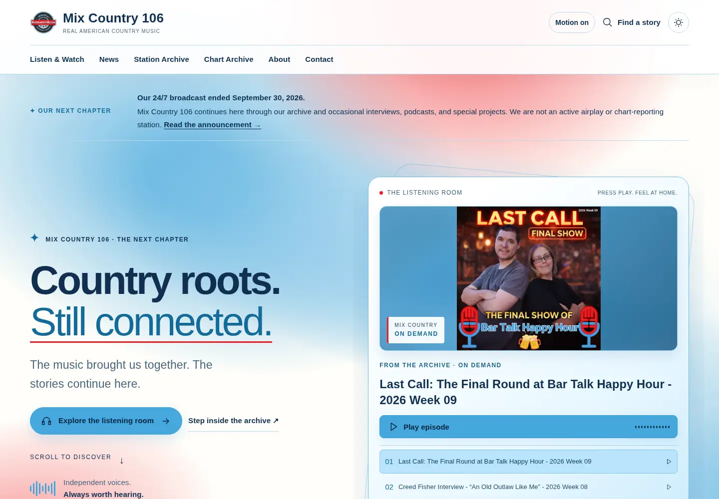 Screenshot of mixcountry106.com