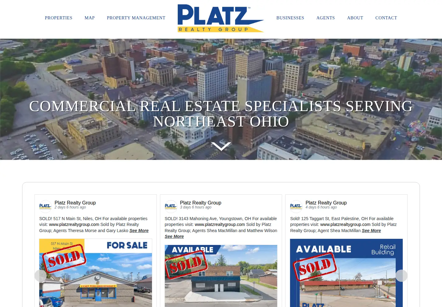 Screenshot of platzrealtygroup.com