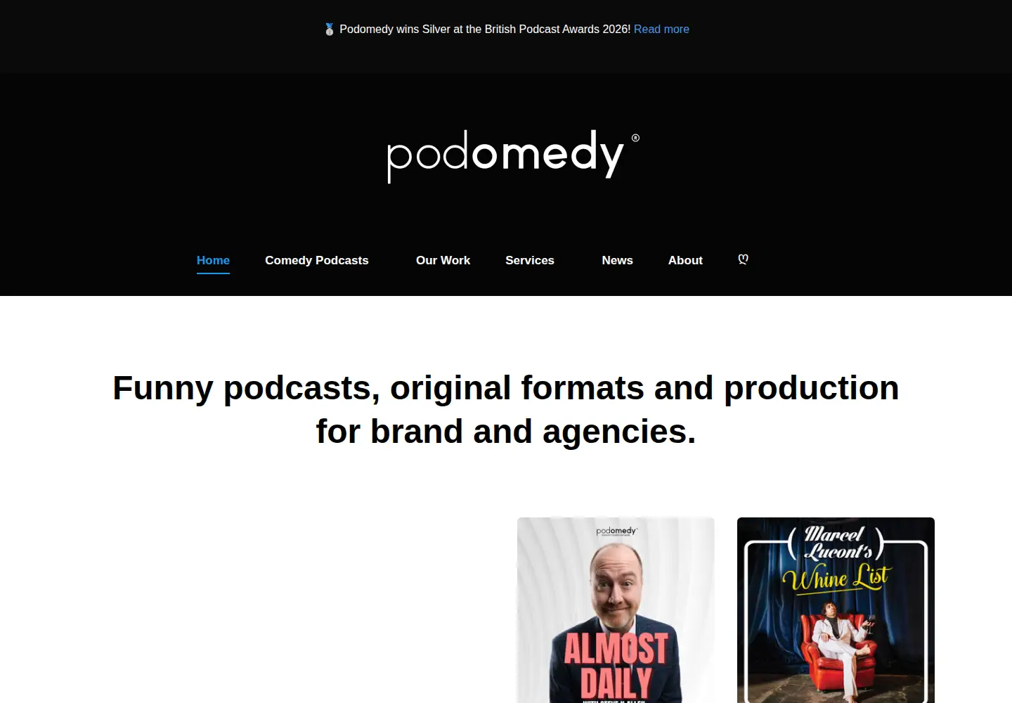 Captured homepage of podomedy.com in the current scan