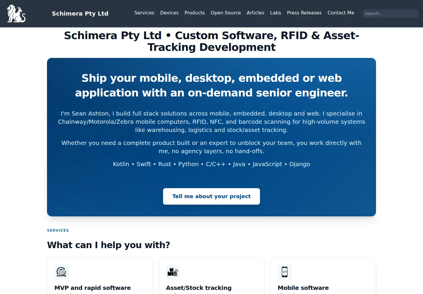 Captured homepage of schimera.com in the current scan