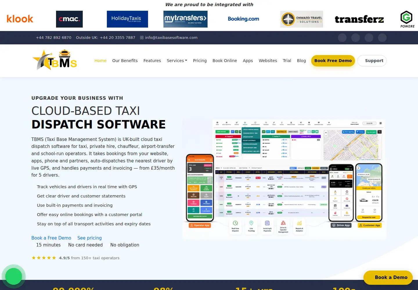 Screenshot of tbmslive.com