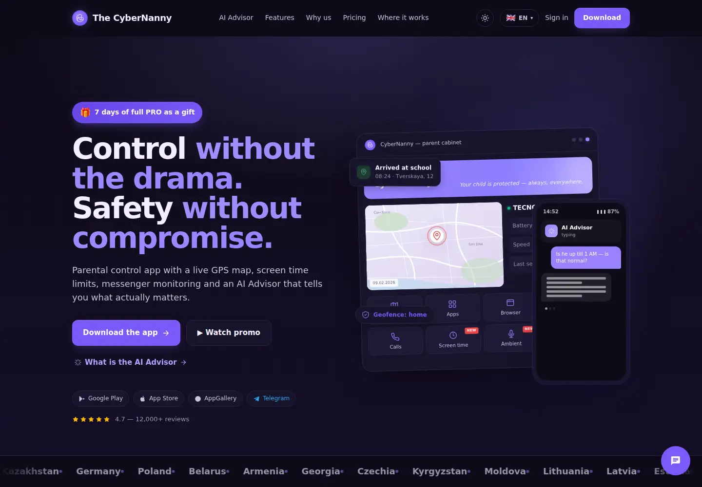 Screenshot of thecybernanny.com